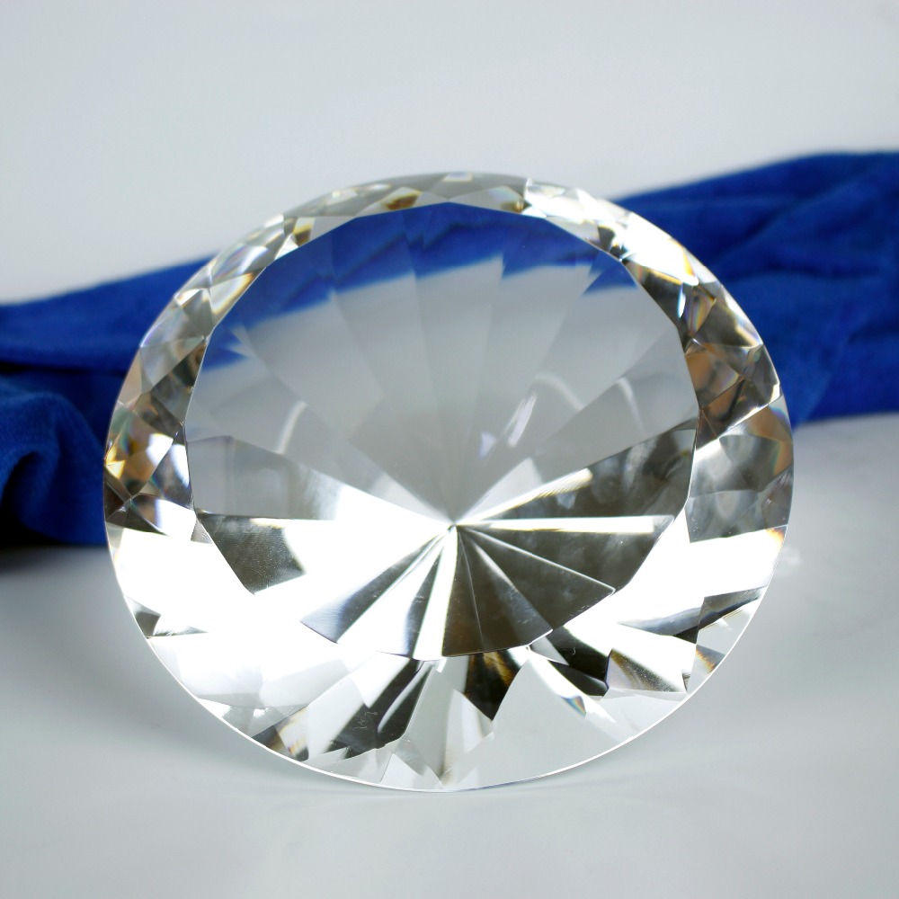 Paper Weight Crystal - 150mm Transparent Optical Crystal Diamond Glass