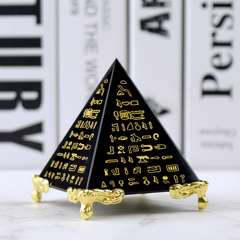 Paper Weight Crystal - Egypt Crystal Obsidian Pyramid Model Natural