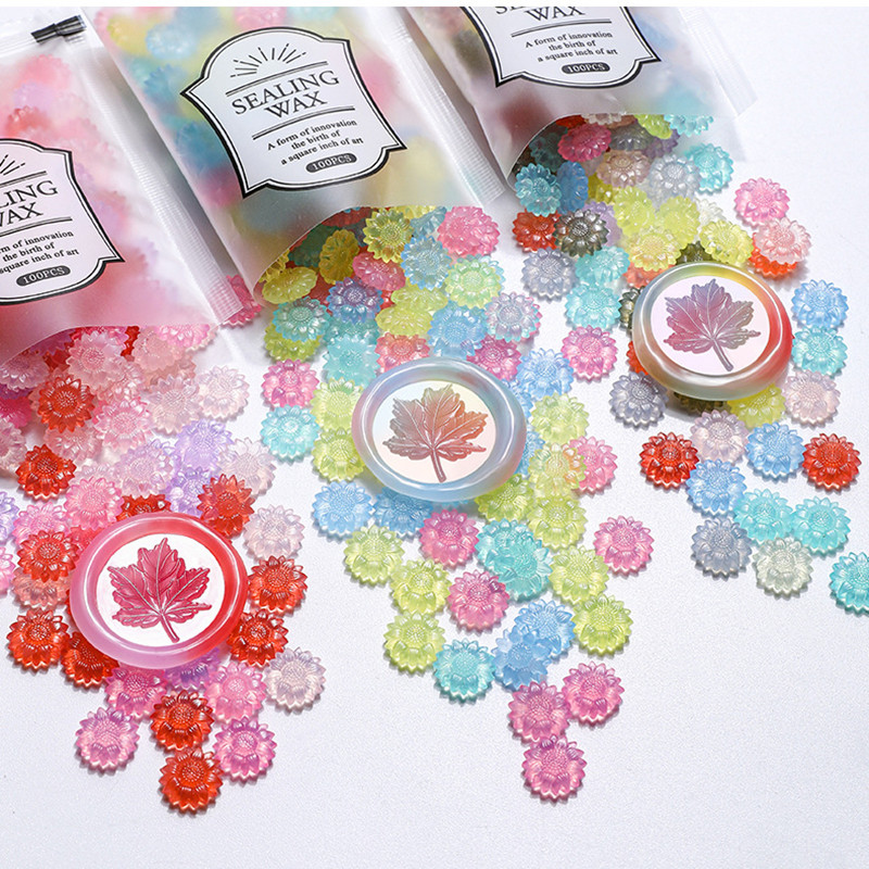 Wax Seal Stamp Set - 100pcs Translucent Sunflower Sealing Wax Beads