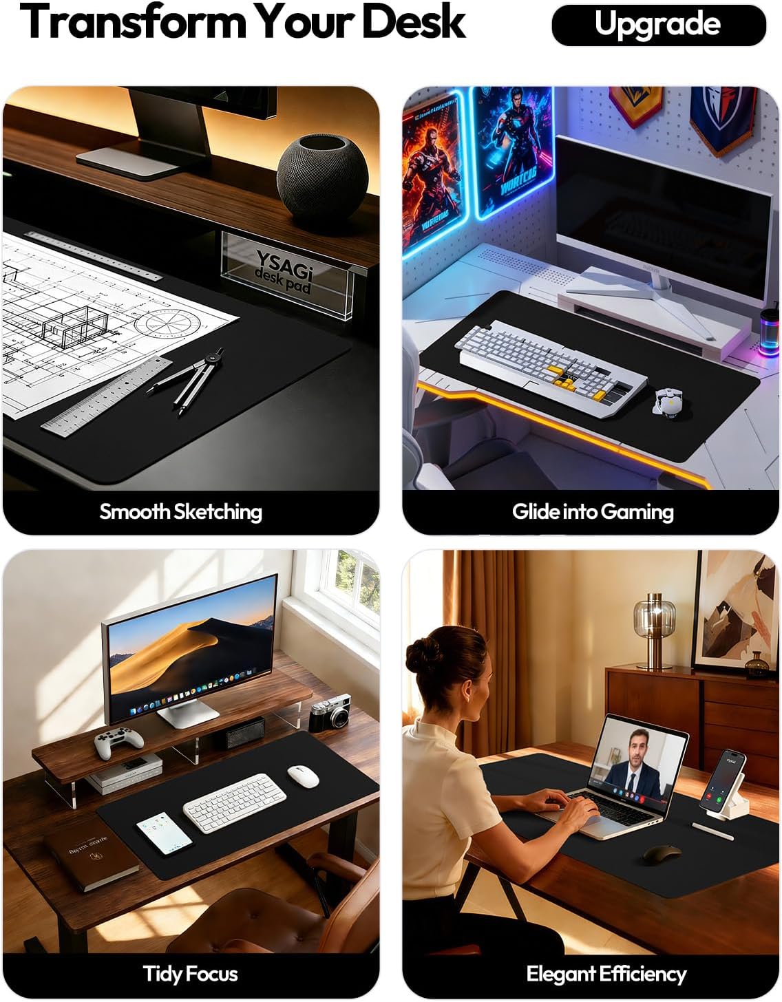 Large PU Leather Desk Pad Prot - Leather Desk Pad 评论和价格