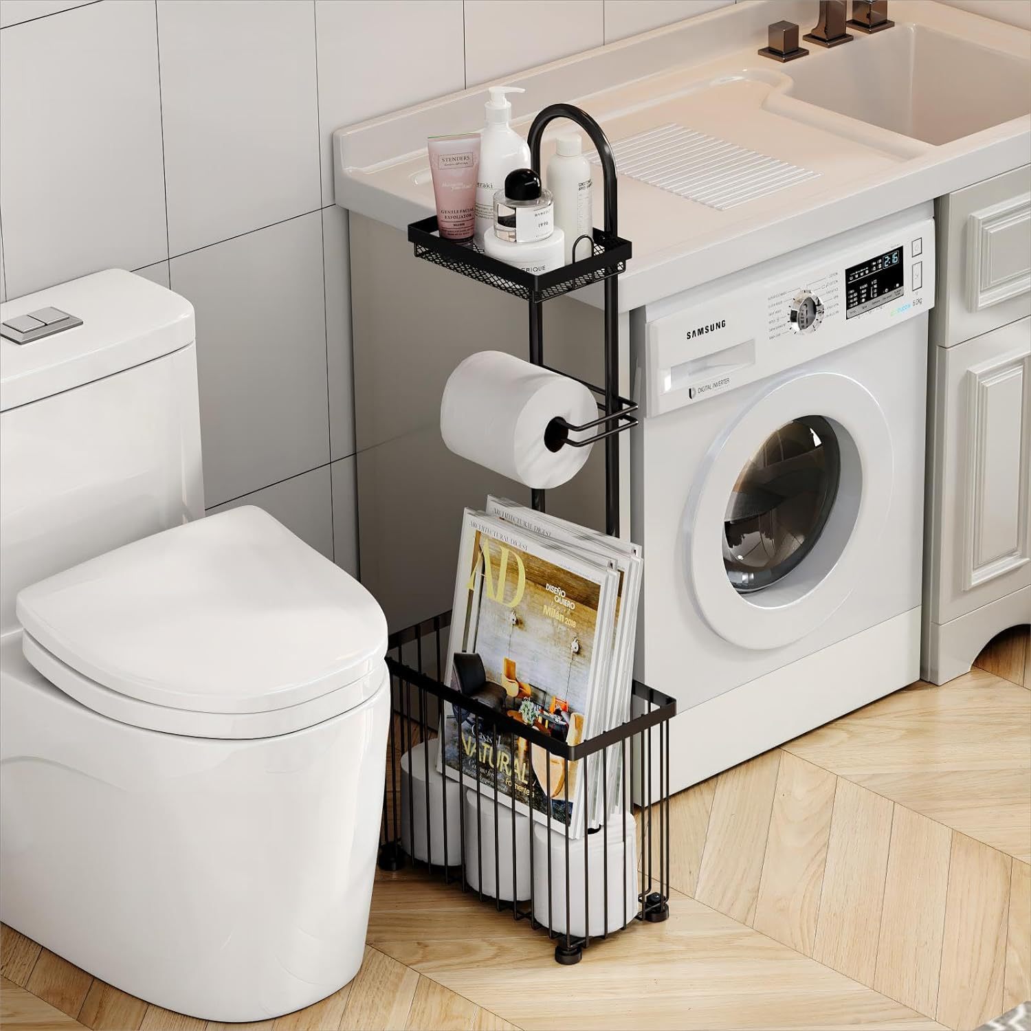 Black household bathroom tissu - Magazine Holder Rack 评论和价格
