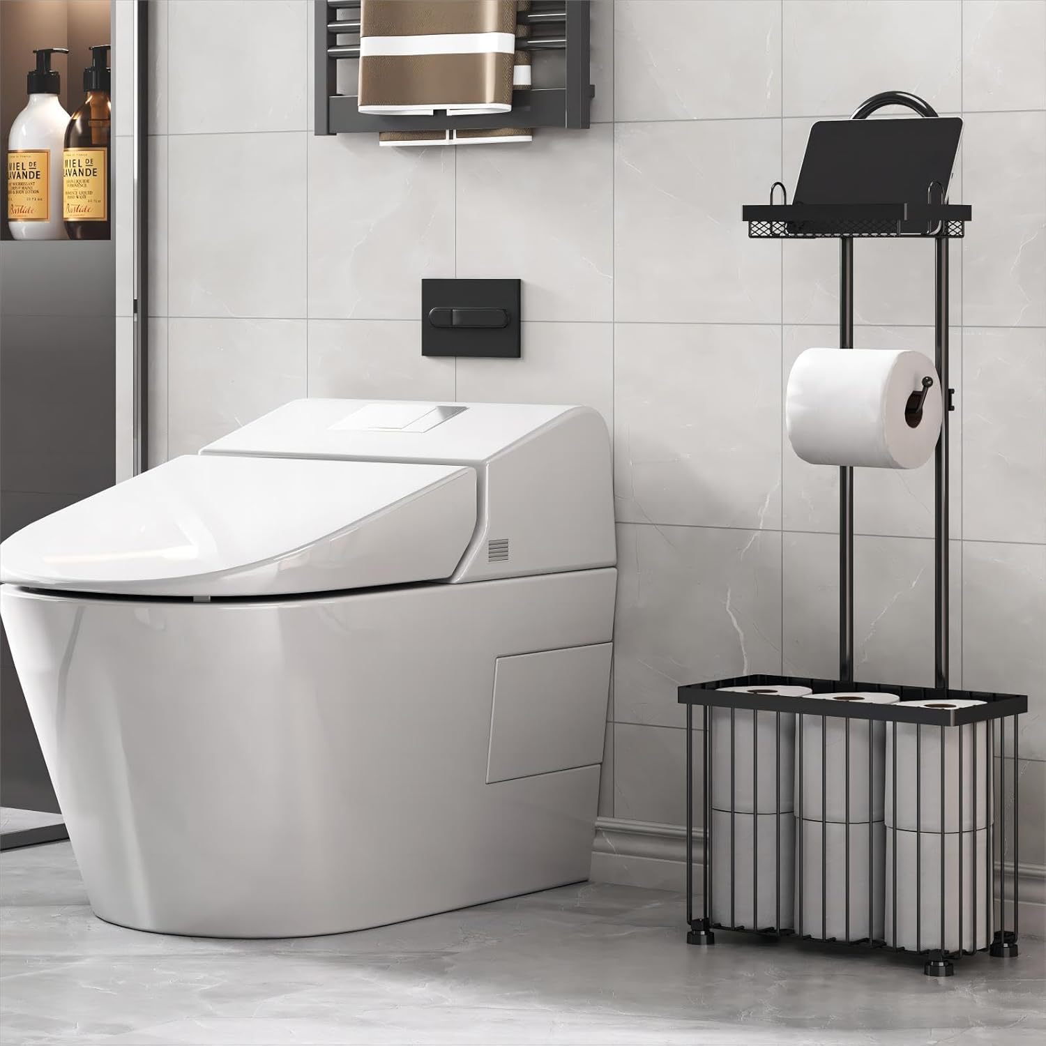 Black household bathroom tissu - Magazine Holder Rack 评论和价格