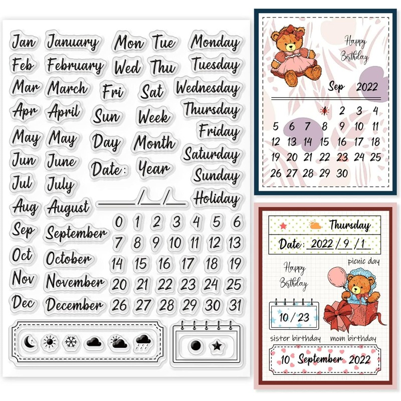 1PC 8.3x5.8in Calendar Clear S - Rubber Date Stamp 评论和价格