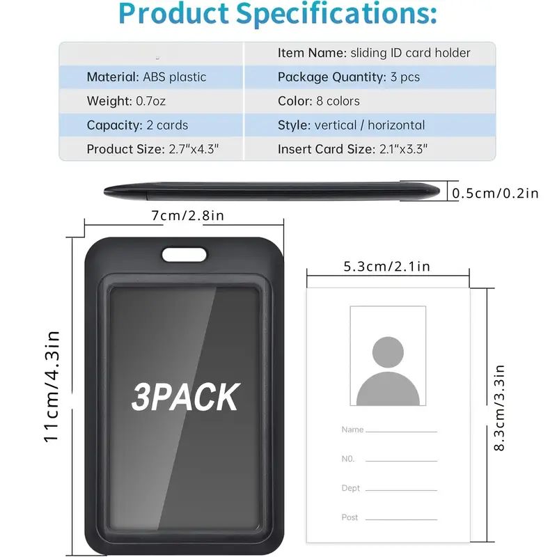 3 pieces heavy duty sliding ID - Index Card Holder 评论和价格