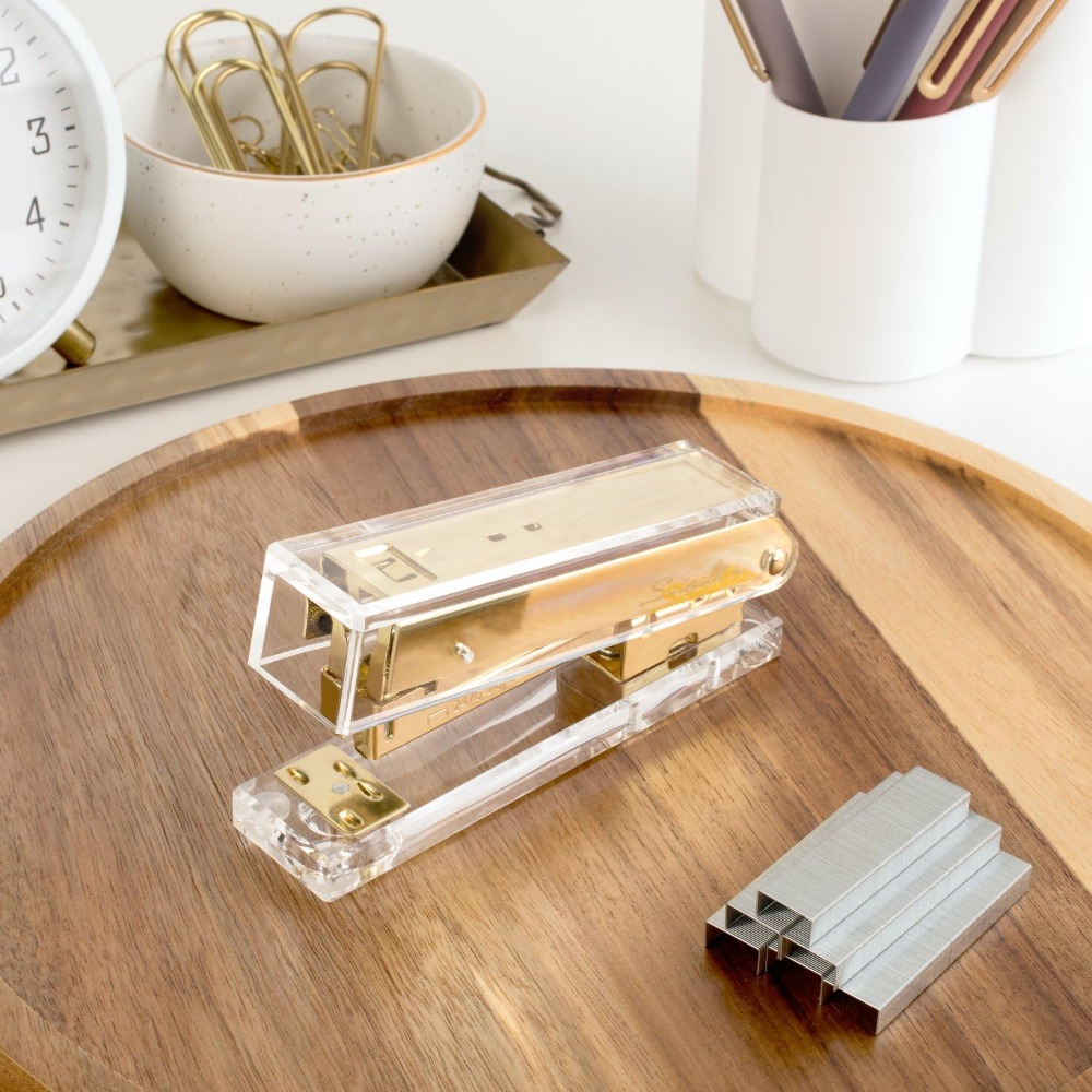 Compact Clear Acrylic Gold Sta - Stapler Half Strip 评论和价格