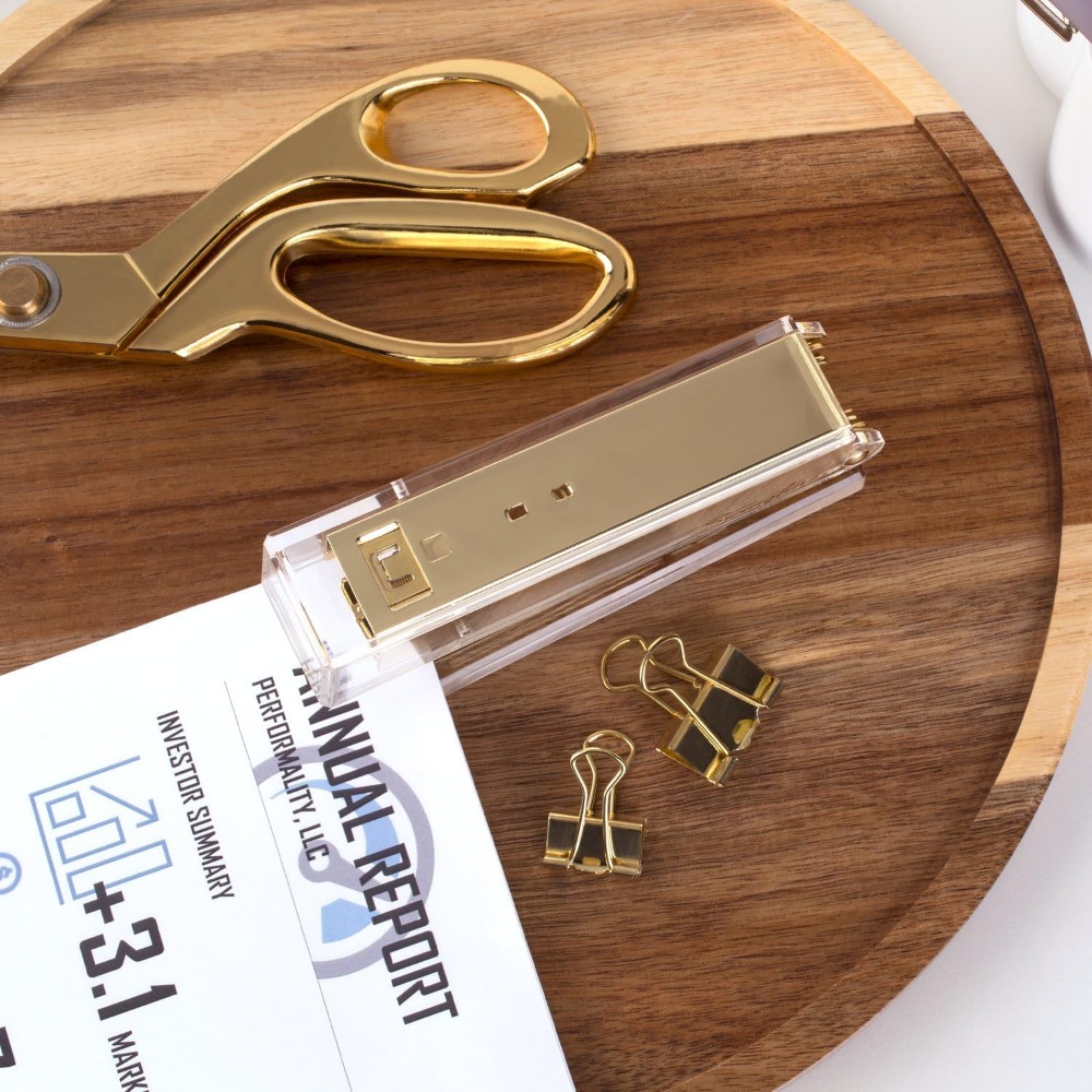 Compact Clear Acrylic Gold Sta - Stapler Half Strip 评论和价格